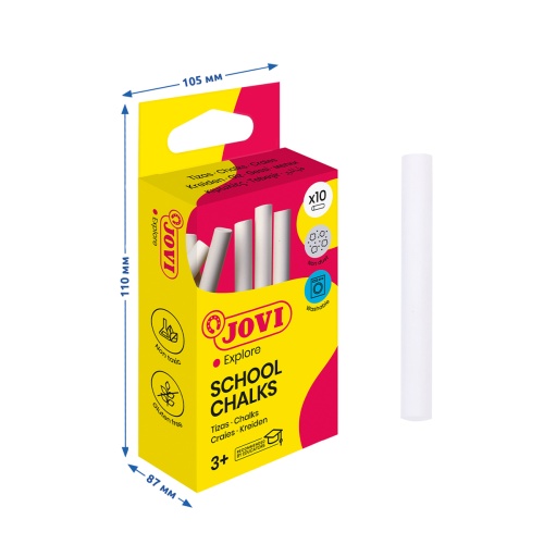 Мелки белые JOVI, 10шт., круглые, картонная коробка