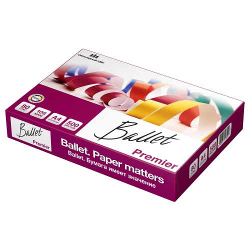 Бумага офисная A4, Ballet Premier, 80 г/м2, 500 л., класс "A" ColorLok