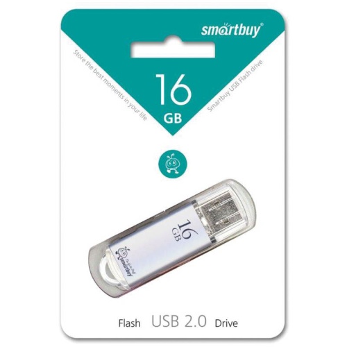 Память USB Flash 16 GB Smartbuy "V-Cut" USB 2.0 Flash Drive, серебристый (металл. корпус )