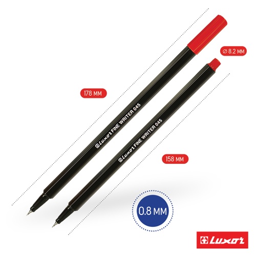 Набор капиллярных ручек Luxor "Fine Writer 045" 10цв., 0,8мм