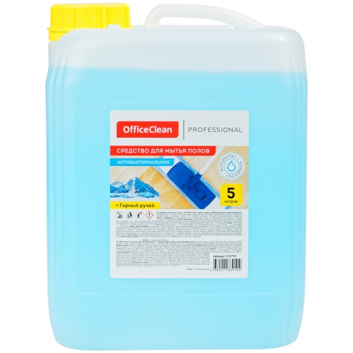 Средство для мытья полов 5 л, OfficeClean "Антибактериальное. Горный ручей", концентрат