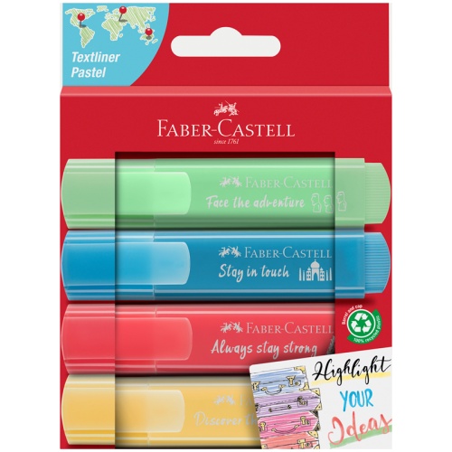 Набор текстовыделителей Faber-Castell "TL 46 Pastel" 4 цвета 1-5мм, картон