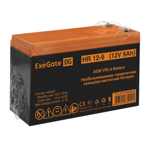 Аккумуляторная батарея 12V / 9Ah / HR 1234W 12-9/EXG1290 клеммы F2 ExeGate