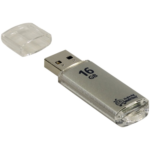 Память USB Flash 16 GB Smartbuy "V-Cut" USB 2.0 Flash Drive, серебристый (металл. корпус )