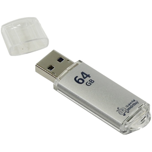 Память USB Flash 64 GB Smartbuy "V-Cut" USB 3.0 Flash Drive, серебристый (металл. корпус )