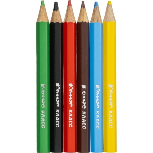 Карандаши цветные Комус Класс ColorPics 6 карандашей 6 цветов шестигранные (укороченные)