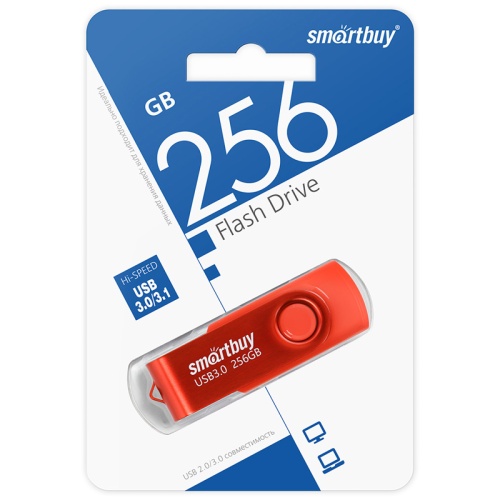 Память USB Flash 256 GB Smartbuy "Twist" USB 3.0 Flash Drive, красный