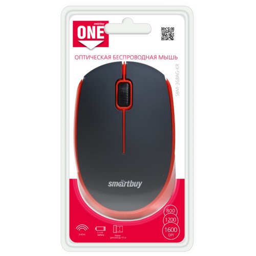 Мышь беспроводная Smartbuy ONE 368AG черный, красный