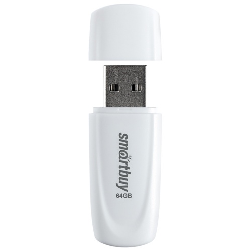 Память USB Flash 64 GB Smartbuy "Scout" USB 2.0 Flash Drive, белый