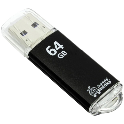 Память USB Flash 64 GB Smartbuy "V-Cut" USB 2.0 Flash Drive, черный (металл. корпус )