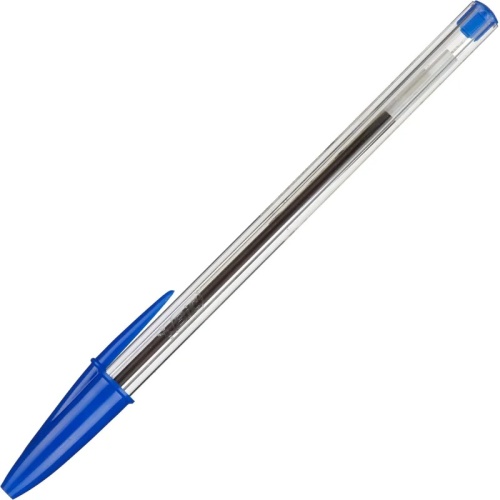 Ручка шариковая неавтоматическая Bic Cristal синяя (толщина линии 0.32 мм, корпус прозрачный)