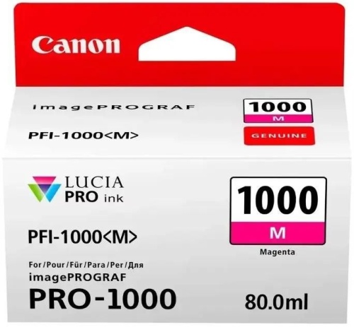 Картридж струйный Canon PFI-1000 M IJ SFP PRO-1000 WFG Пурпурный. 80 мл.