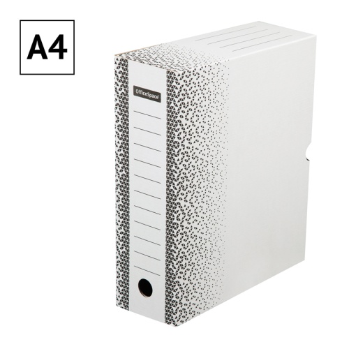 Короб архивный с клапаном OfficeSpace "Standard" плотный, микрогофрокартон, 100мм, белый, до 900л.