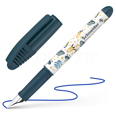 Ручка перьевая Schneider "Zippi Space" синяя, 1 картридж, грип, темно-синий-белый корпус 168917