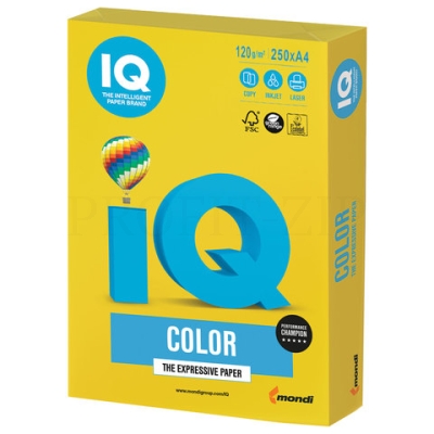Бумага IQ color, А4, 120 г/м2, 250 л., интенсив, ярко-желтая, IG50