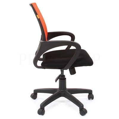 Кресло оператора Chairman 696 PL, спинка ткань-сетка оранжевая/сиденье TW черная, механизм качания