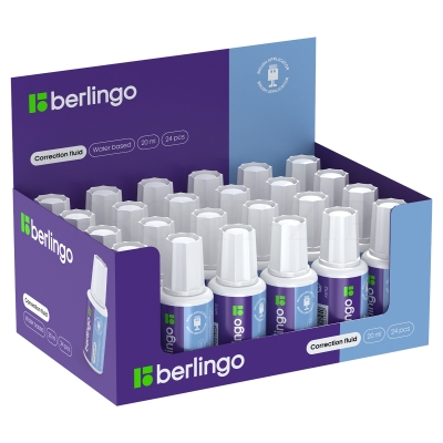 Корректирующая жидкость Berlingo, 20мл (27г) водная, с кистью, KR112
