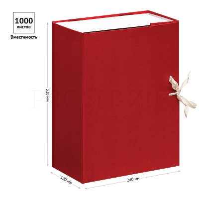 Короб архивный с завязками OfficeSpace разборный, БВ, 120мм, красный, клапан МГК