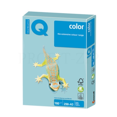 Бумага IQ color, А3, 160 г/м2, 250 л., пастель, голубая, MB30