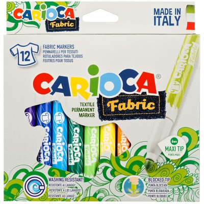 Набор фломастеров для ткани Carioca "Fabric Liner" 12цв., 40957