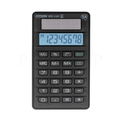 Калькулятор карманный Citizen ECC-110, 8 разрядов, питание от солнечной батареи, 70*118*15мм, черный
