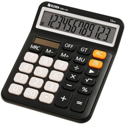 Калькулятор настольный Eleven CDC-110-BK, 12 разрядов, двойное питание, 125*160*28мм, черный