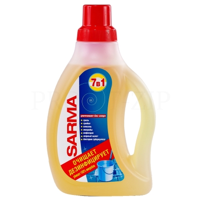 Средство для мытья полов 750 мл, SARMA (Сарма) "Лимон", антибактериальное, концентрат, 9088