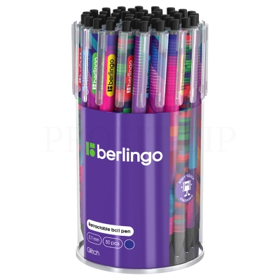 Ручка шариковая автоматическая Berlingo "Glitch" синяя, 0,7мм, грип, рисунок на корпусе, soft-touch,