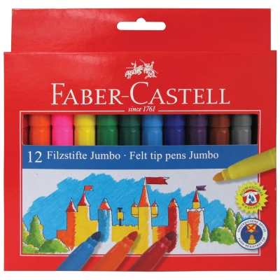 Фломастеры Faber-Castell "Замок" "Jumbo", 12цв., утолщенные, смываемые