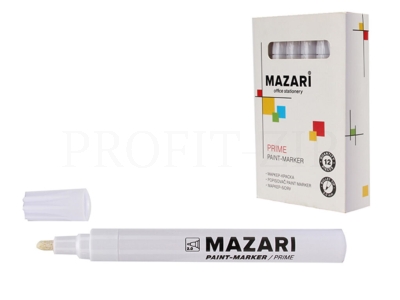 Маркер-краска лаковый (paint marker) MAZARI Paint, белый, 2 мм, нитро-основа, алюминиевы