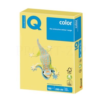 Бумага IQ color, А4, 160 г/м2, 250 л., умеренно-интенсив (тренд), лимонно-желтая, ZG34