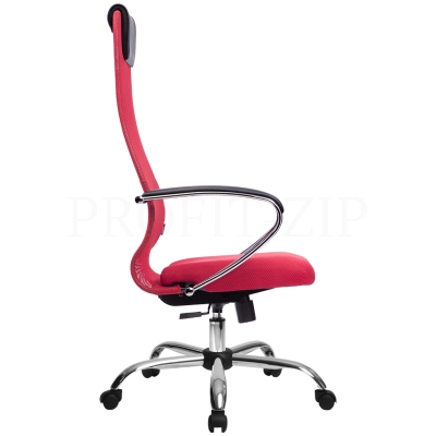 Кресло руководителя Метта SU-BK-8 CH, ткань-сетка красная №22, спинка-сетка, топ-ган (101/003, 131/0