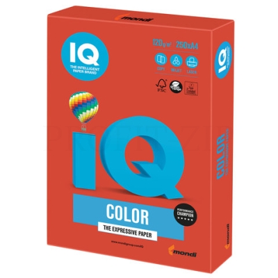 Бумага IQ color, А4, 120 г/м2, 250 л., интенсив, кораллово-красная, CO44