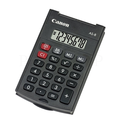 Калькулятор Canon карман. AS-8 EMEA HB, 8 разряд.с крышкой, цв.черный