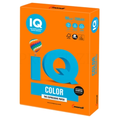 Бумага IQ color, А4, 160 г/м2, 250 л., интенсив, оранжевая, OR43
