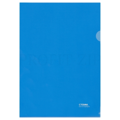 Папка-уголок СТАММ А4, 180мкм, пластик, прозрачная, синяя