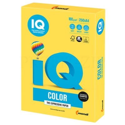 Бумага IQ color, А4, 160 г/м2, 250 л., интенсив канареечно-желтая, CY39