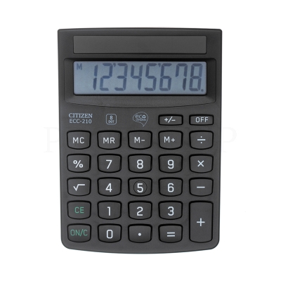 Калькулятор настольный Citizen ECC-210, 8 разрядов, питание от солнечной батареи, 102*144*31мм, черн
