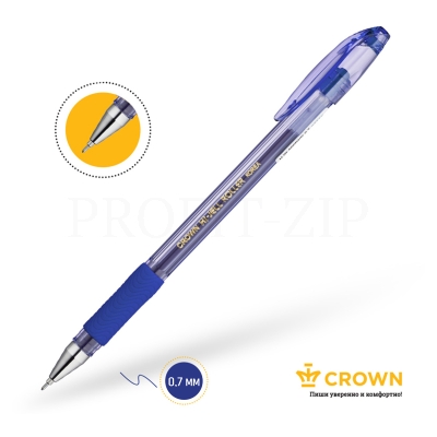 Ручка гелевая Crown "Hi-Jell Needle Grip" синяя, 0,7мм, игольчатый стержень, HJR-500RNB