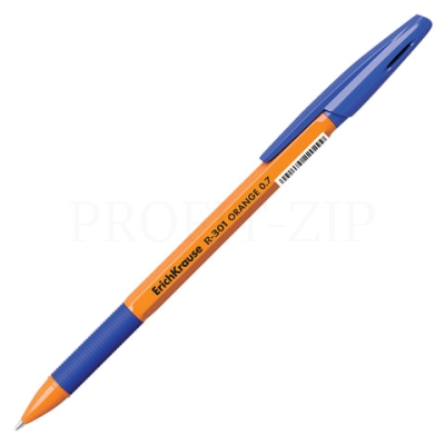 Ручка шариковая Erich Krause "R-301 Orange" синяя, 0,7мм, грип