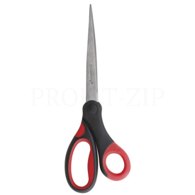 Ножницы BRAUBERG "Energy", 210 мм, прорезиненные ручки, красно-черные, 2-х сторонняя заточка, блисте