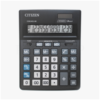 Калькулятор настольный Citizen Business Line CDB1401-BK, 14 разрядов, двойное питание, 155*205*35мм,