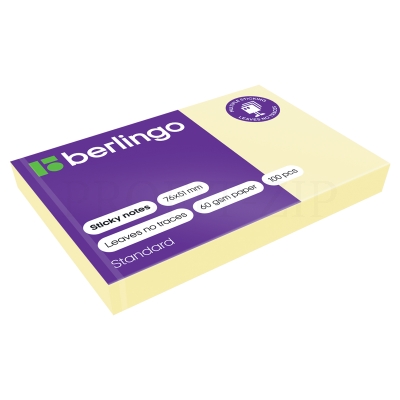 Самоклеящийся блок Berlingo "Standard", 76*51мм, 100л., желтый HN7651SGe