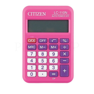 Калькулятор CITIZEN карманный LC-110NPKCFS, 8 разрядов, двойное питание, 87х58 мм, розовый