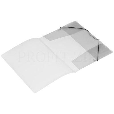 Папка на резинке OfficeSpace А4, 400мкм, пластик, серая полупрозрачная
