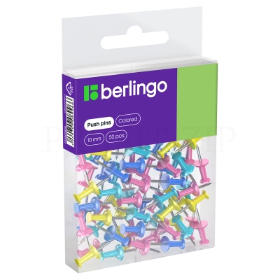 Кнопки силовые Berlingo, 50шт., цветные, PN5030e