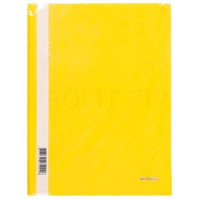 Папка-скоросшиватель пластик. Berlingo А4, 180мкм, желтая с прозр. верхом, индив. ШК
