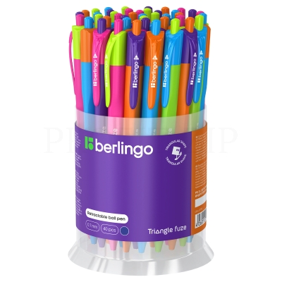 Ручка шариковая автоматическая Berlingo "Triangle Fuze RT" синяя, 0,7мм, трехгранный корпус