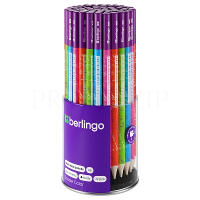 Карандаш чернографитный Berlingo "Double color" HB, трехгранный, заточен., ассорти