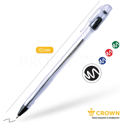Ручка шариковая Crown "Oil Jell" черная, 0,7мм, штрих-код